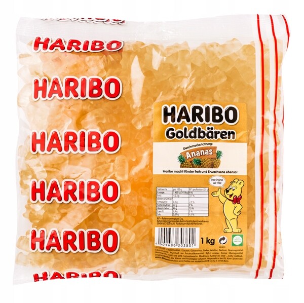 Haribo Goldbaeren Zlatí Gumoví Medvídci Ananas XXL 1 Kg