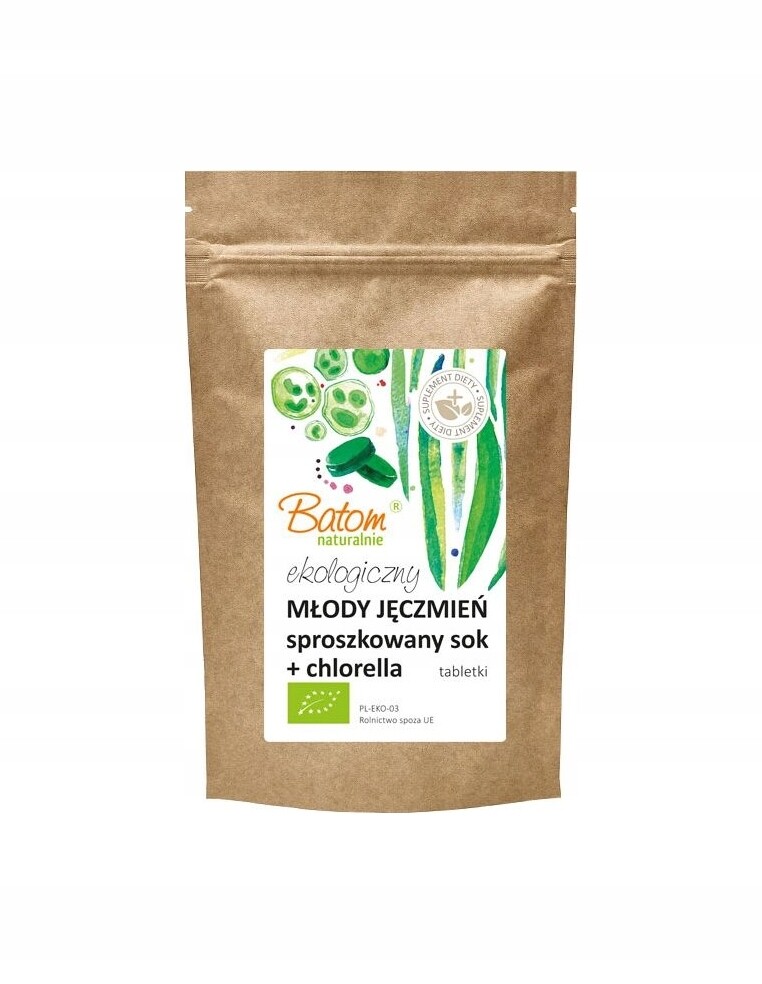 Mladý ječmen práškový džus chlorella tablety 500ks Batom Bio