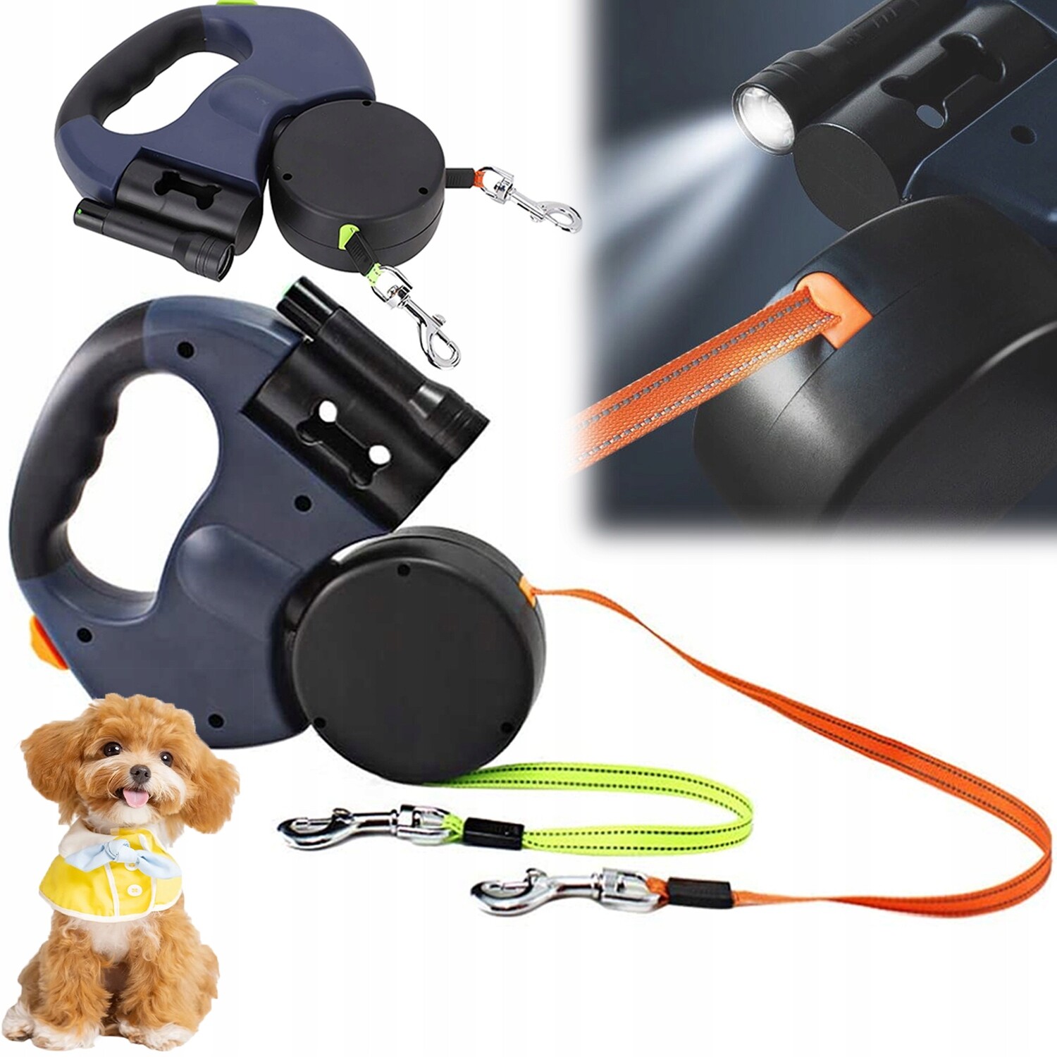 Vodítko s navíjecí svítilnou a zámkem 3 m Nylon Abs