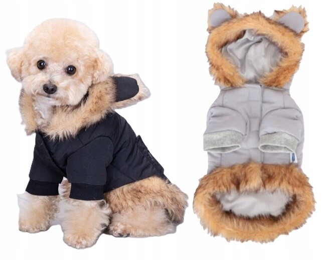 2 x Zimní bunda pro malého psa M Nobleza teplá nepromokavá s kožešinou