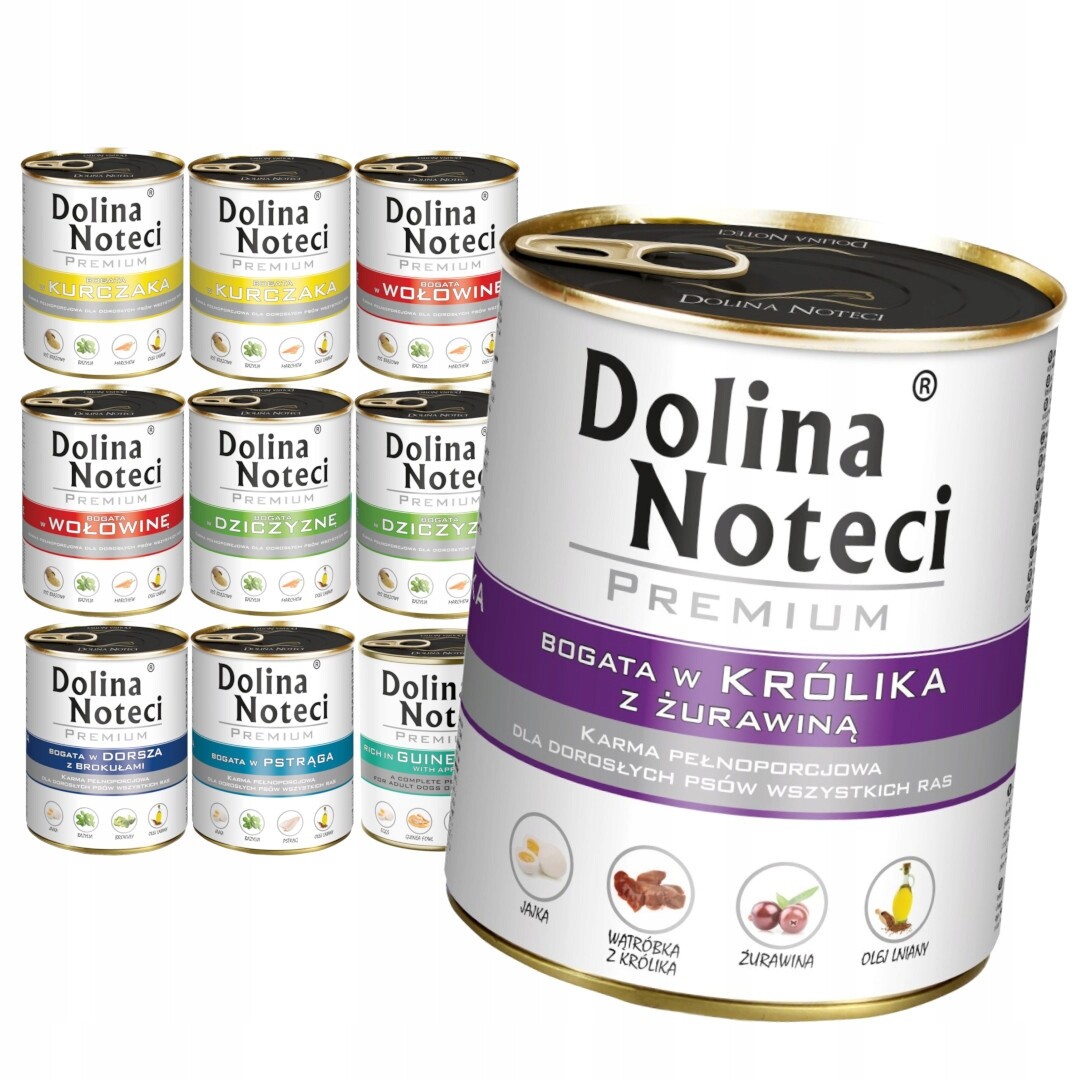 Dolina Noteci Premium Mix 7 příchutí 10x800g Ryba Vlhké Krmivo pro psy ryby drůbež