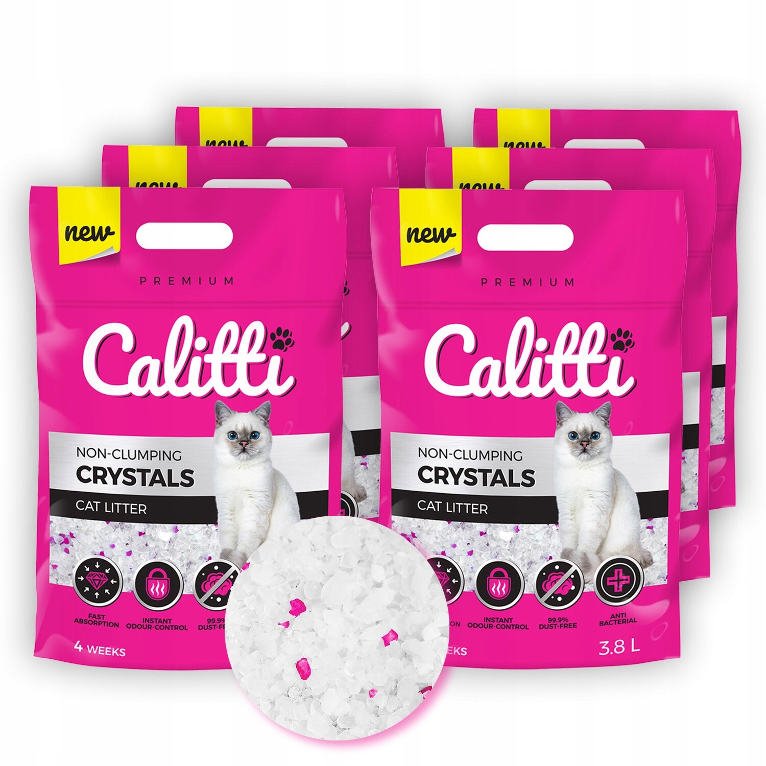 Pro Kočky Calitti 22,8 l, silikonové krystaly, Stelivo , antibakteriální