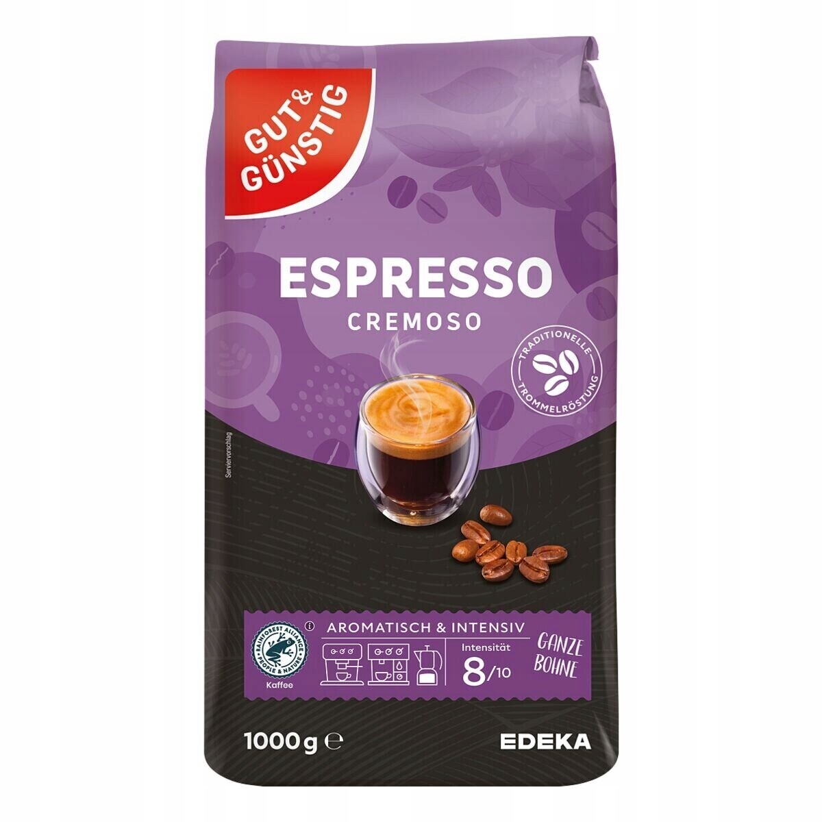 Gut&Gunstig Káva Beans Espresso Cremoso 1000 g De