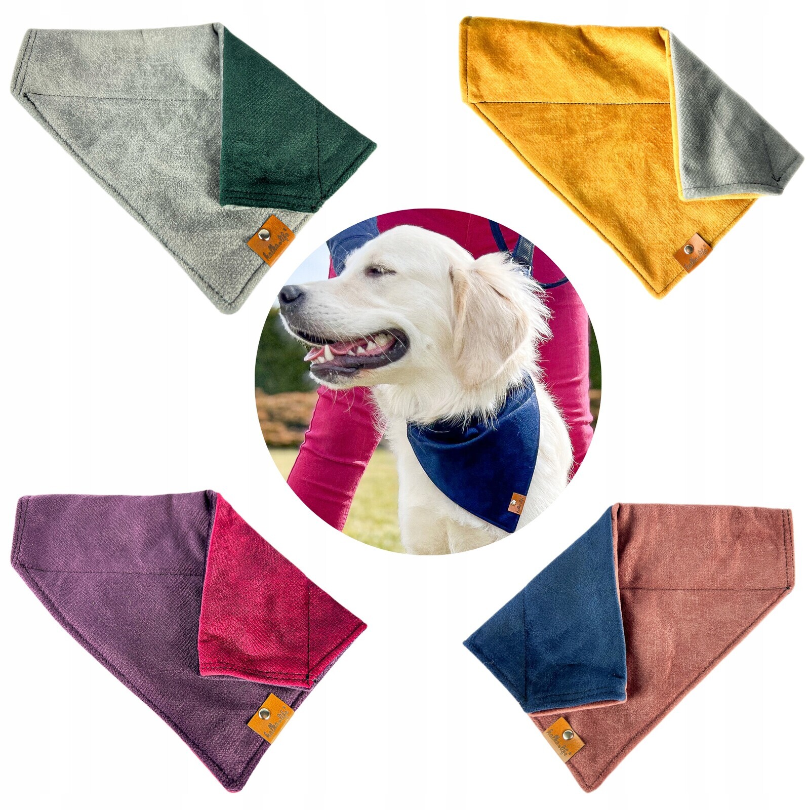 Nákrčník pro psa, sada 4 šátků na obojek, velikost L