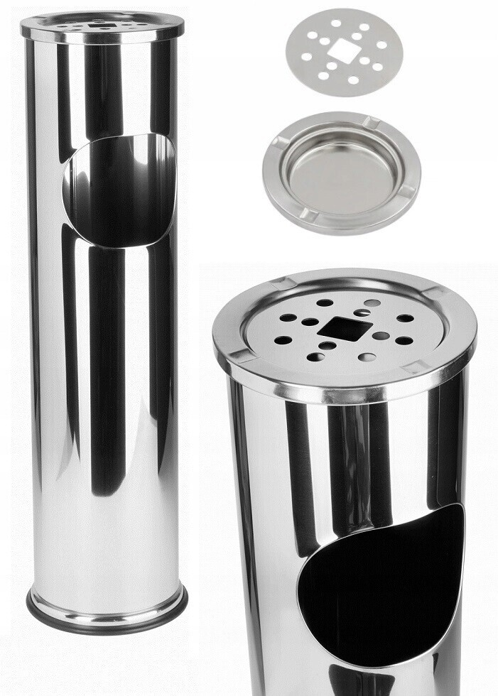 Popelník Stojanový Popelník Kovový 2V1 Odpadkový Koš