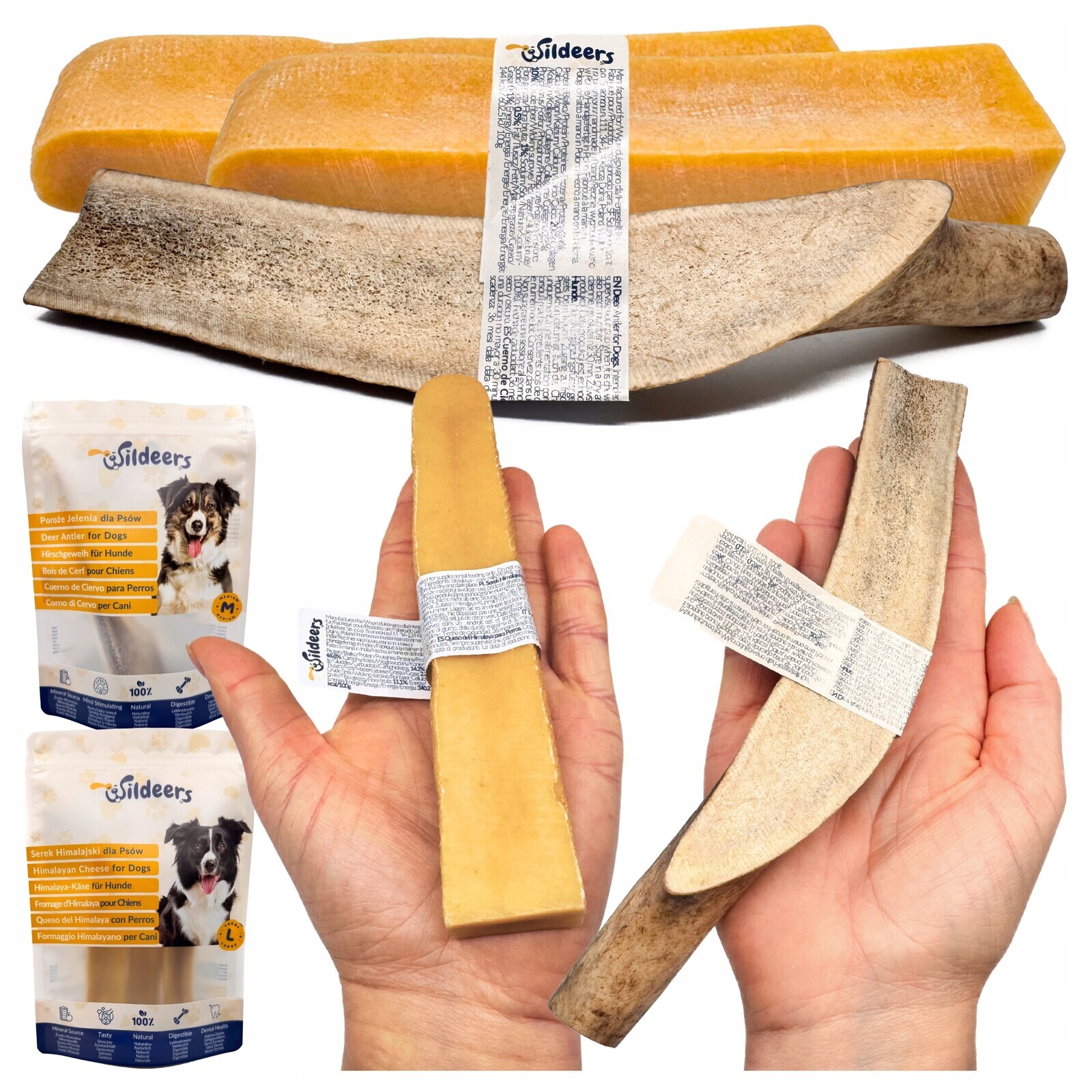 Přírodní kousátka pro psa Himalájský sýr L 2ks a Jelení parohy M 1 Ks