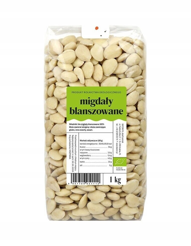 Mandle blanšírované 1kg Detail Bio
