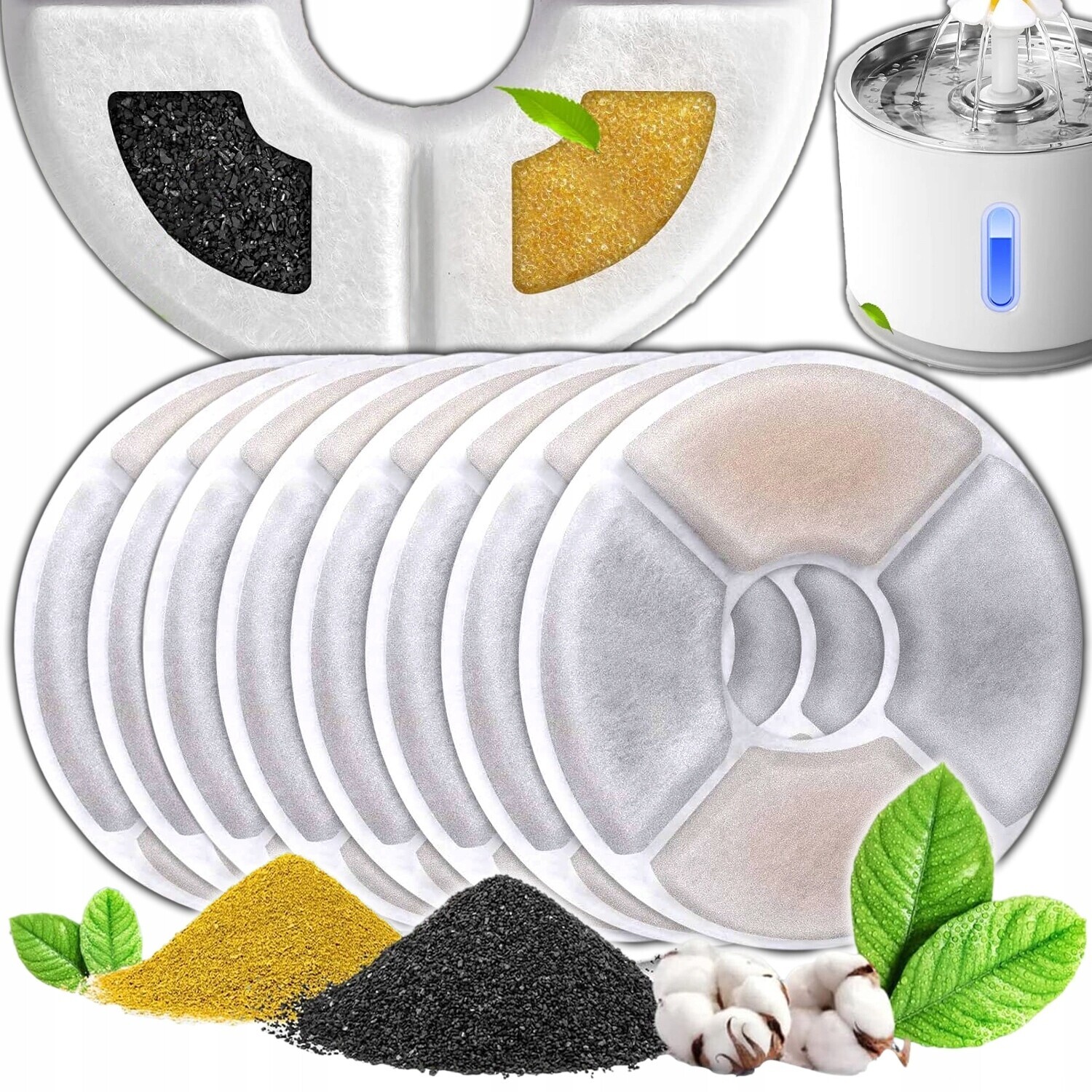 10 X Uhlíkový Filtr Pro Fontánu, Napáječku Pro Kočky, Který Čistí Vodu