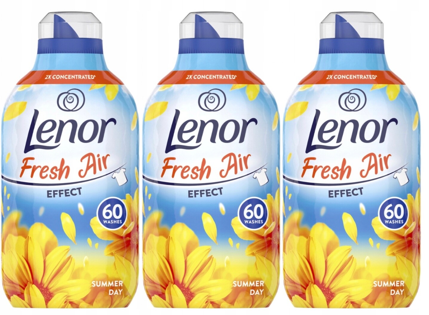 3x Lenor Fresh Air Effect Summer Day 840 ml 60p Tekutý koncentrát na oplachování