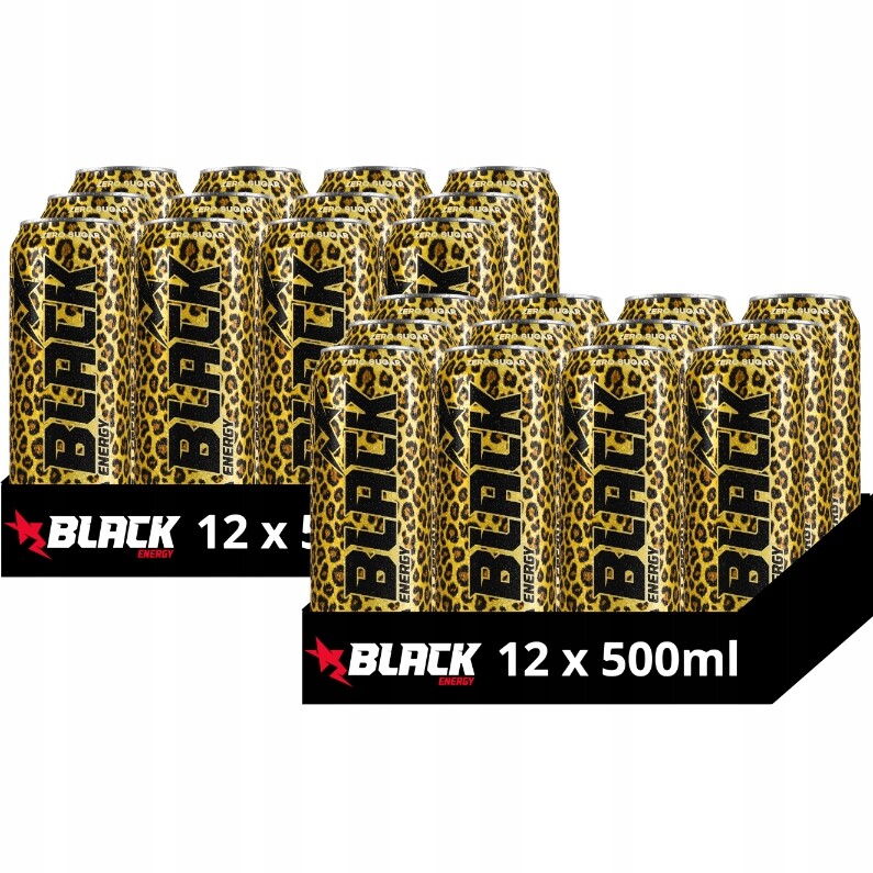 Black Energy Leopard energetický nápoj bez cukru 500 ml x 24 kusů