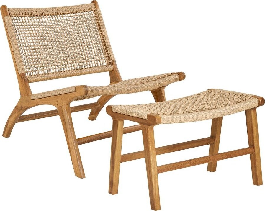 Křeslo s podnožkou s výpletem v přírodní barvě Derby – House Nordic