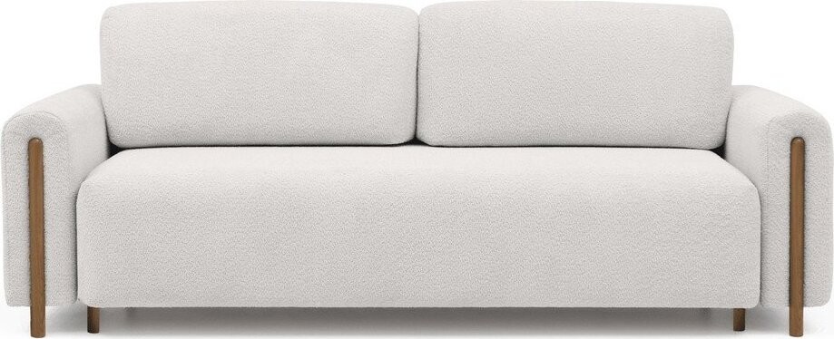 Krémová rozkládací/s úložným prostorem pohovka z textilie bouclé 244 cm Arcadova – ELTAP