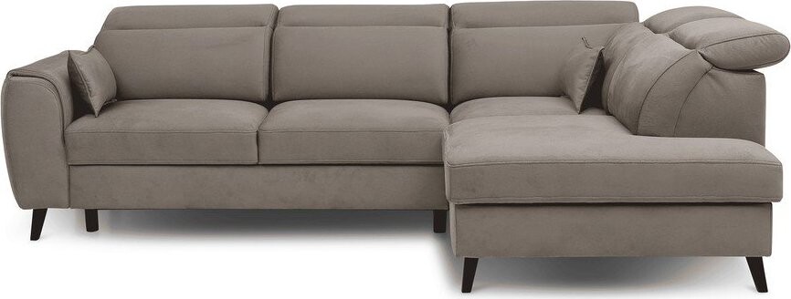 Béžová sametová rozkládací/s úložným prostorem rohová pohovka (pravý roh/do L) Noble – ELTAP