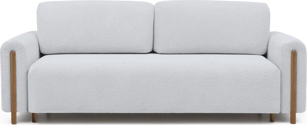 Šedá rozkládací/s úložným prostorem pohovka z textilie bouclé 244 cm Arcadova – ELTAP