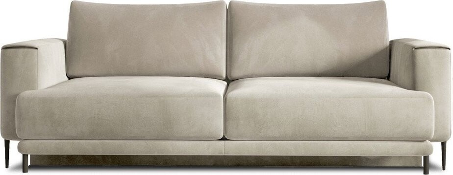 Béžová sametová rozkládací/s úložným prostorem pohovka 260 cm Dalia – ELTAP