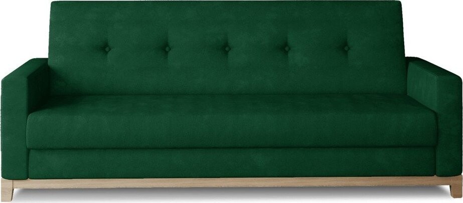 Zelená sametová rozkládací/s úložným prostorem pohovka 216 cm Selene – ELTAP