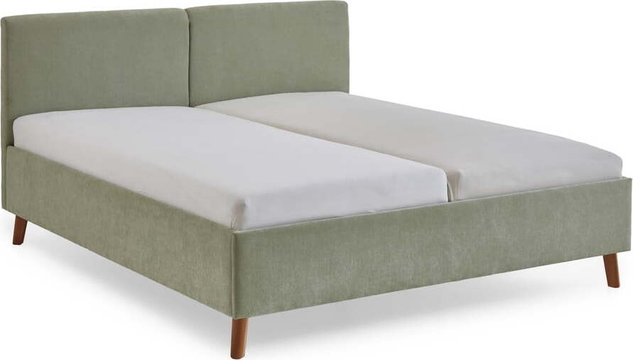 Světle zelená čalouněná dvoulůžková postel s roštem 160x200 cm Piano – Meise Möbel
