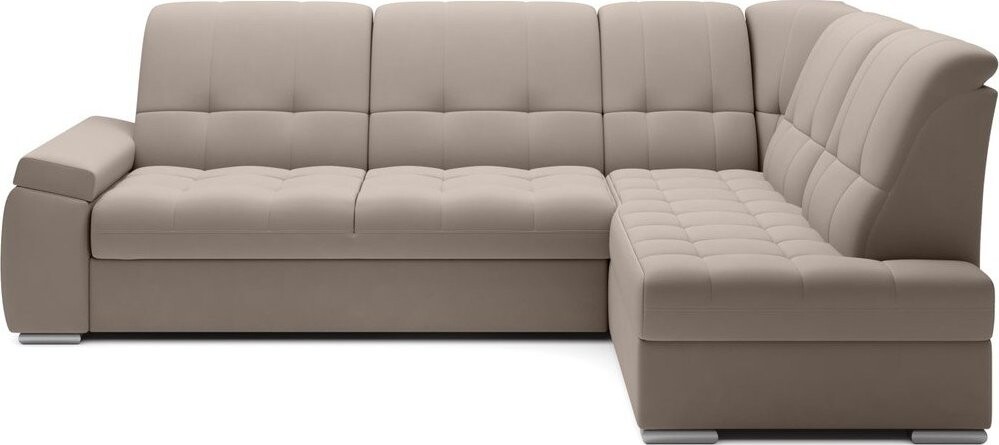 Béžová sametová rozkládací/s úložným prostorem rohová pohovka (pravý roh/do L) Sado – ELTAP