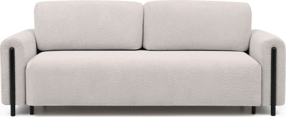 Béžová rozkládací/s úložným prostorem pohovka z textilie bouclé 244 cm Arcadova – ELTAP