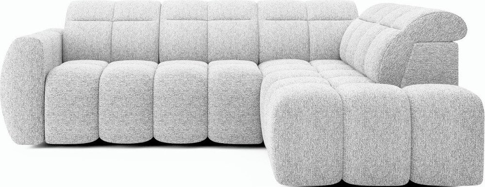 Světle šedá rozkládací/s úložným prostorem rohová pohovka z textilie bouclé (pravý roh/do L) Falconn – ELTAP