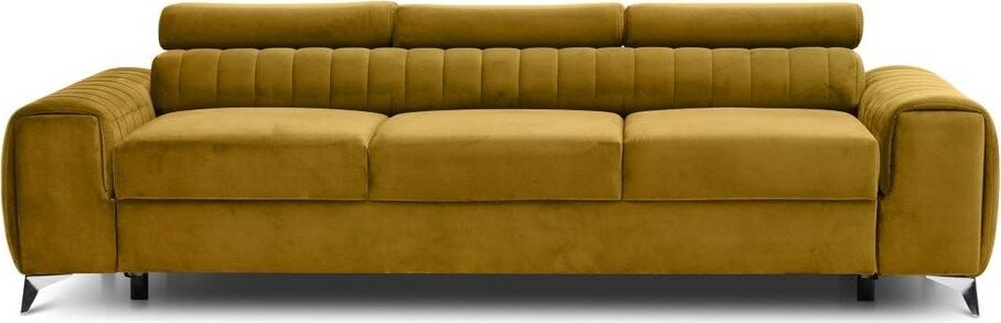 Sametová rozkládací pohovka v hořčicové barvě 261 cm Laurence – ELTAP