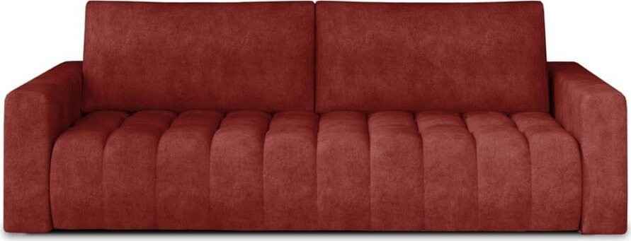 Červená sametová rozkládací/s úložným prostorem pohovka 247 cm Lazaro – ELTAP