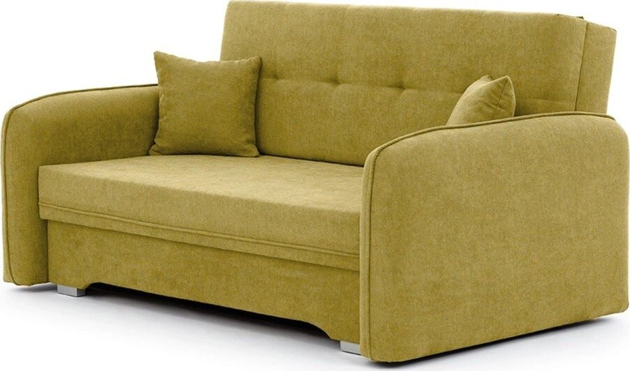 Žlutá žinylková rozkládací/s úložným prostorem pohovka 155 cm Laine – ELTAP