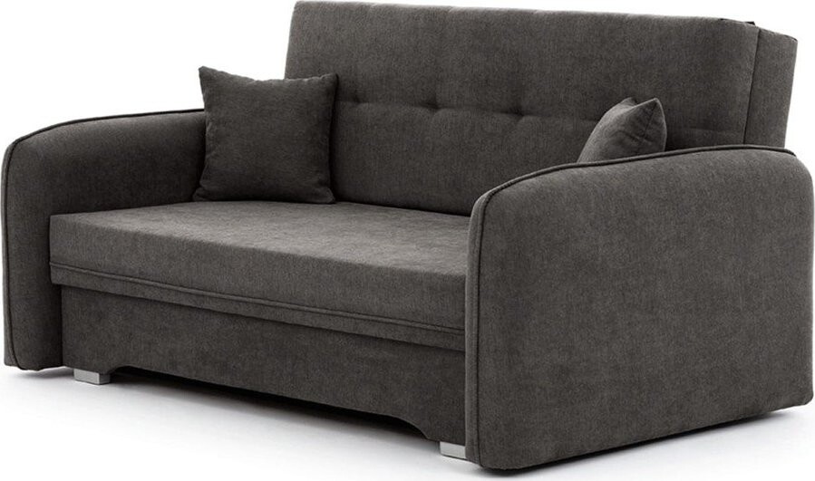 Tmavě šedá žinylková rozkládací/s úložným prostorem pohovka 155 cm Laine – ELTAP