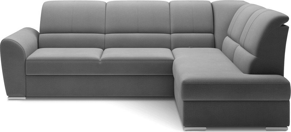 Šedá sametová rozkládací/s úložným prostorem rohová pohovka (pravý roh/do L) Siber – ELTAP