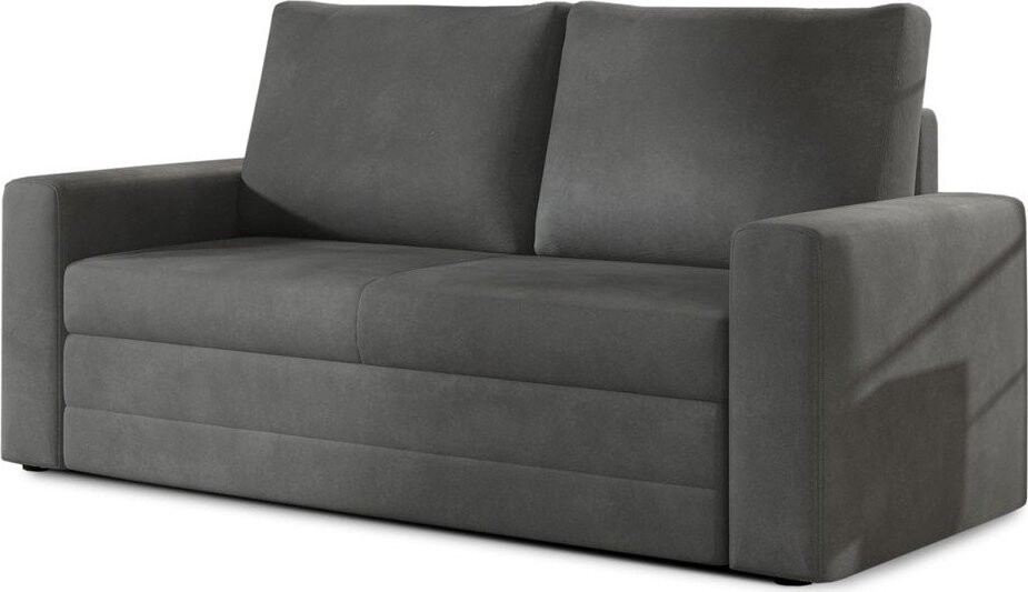 Tmavě šedá sametová rozkládací/s úložným prostorem pohovka 151 cm Wave – ELTAP