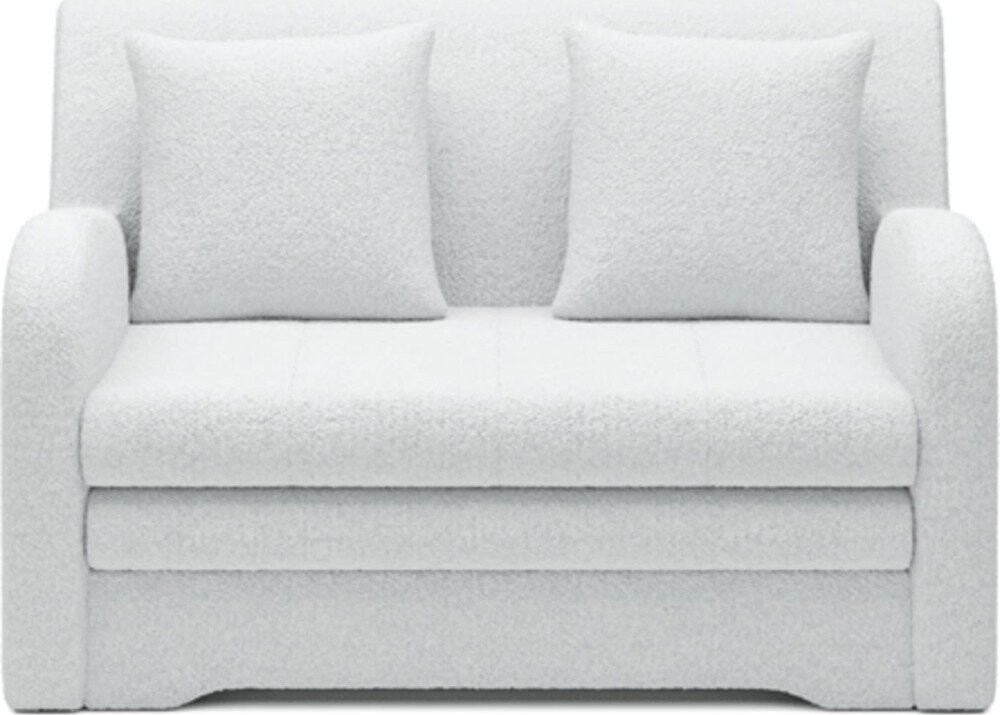 Bílá rozkládací/s úložným prostorem pohovka z textilie bouclé 130 cm Ario – ELTAP