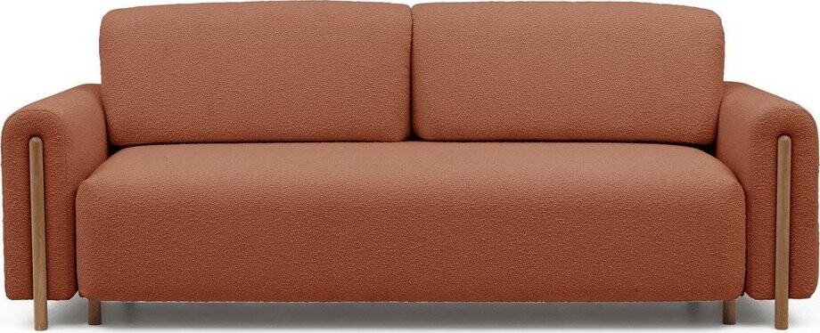 Rozkládací/s úložným prostorem pohovka z textilie bouclé v terakotové barvě 244 cm Arcadova – ELTAP