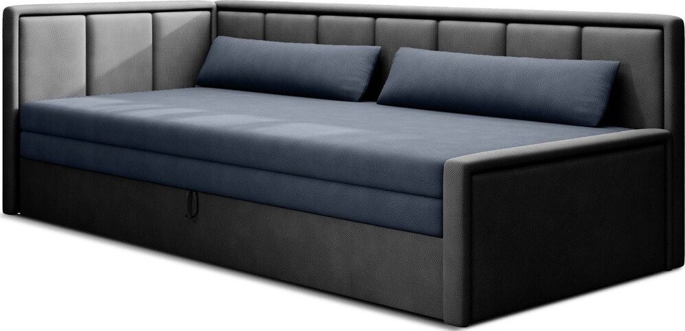 Modrá/šedá žinylková rozkládací/s úložným prostorem pohovka 214 cm Fulgeo – ELTAP