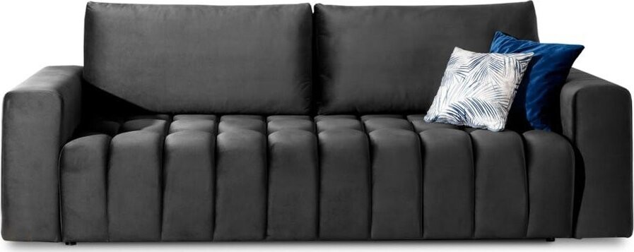 Tmavě šedá sametová rozkládací/s úložným prostorem pohovka 247 cm Lazaro – ELTAP