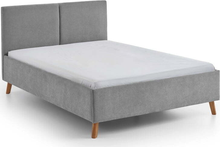 Šedá čalouněná dvoulůžková postel s roštem 140x200 cm Piano – Meise Möbel