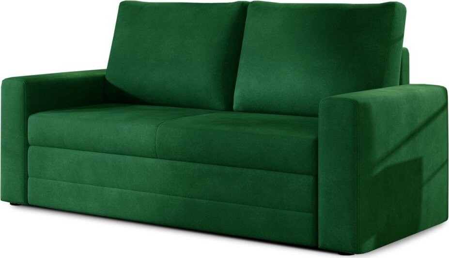 Zelená sametová rozkládací/s úložným prostorem pohovka 151 cm Wave – ELTAP