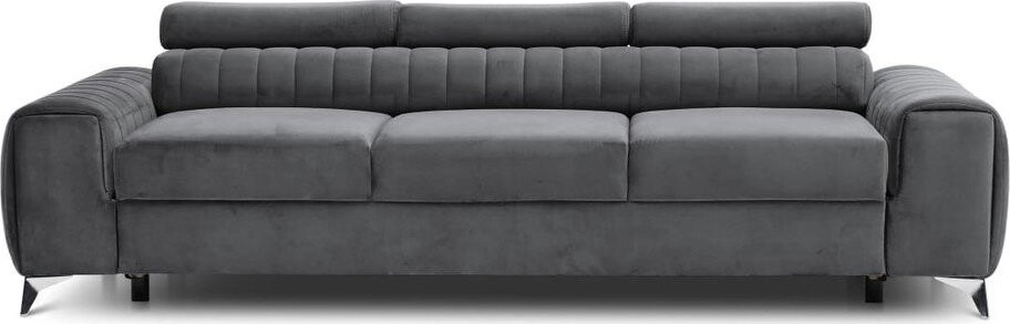 Tmavě šedá sametová rozkládací pohovka 261 cm Laurence – ELTAP