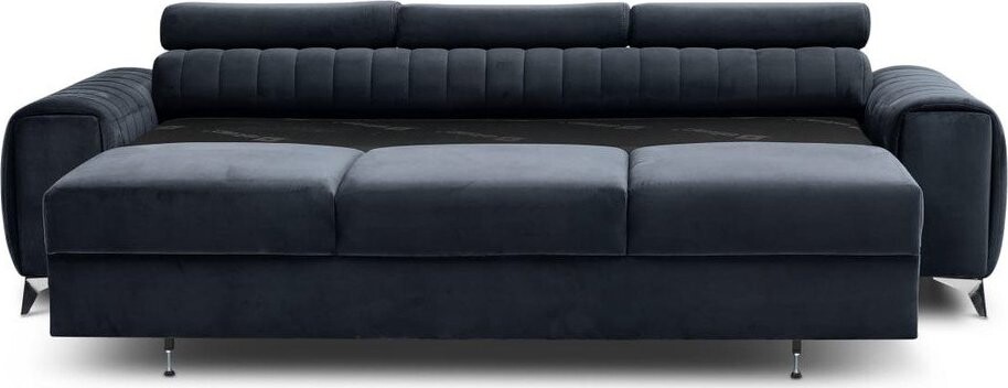 Antracitová sametová rozkládací pohovka 261 cm Laurence – ELTAP