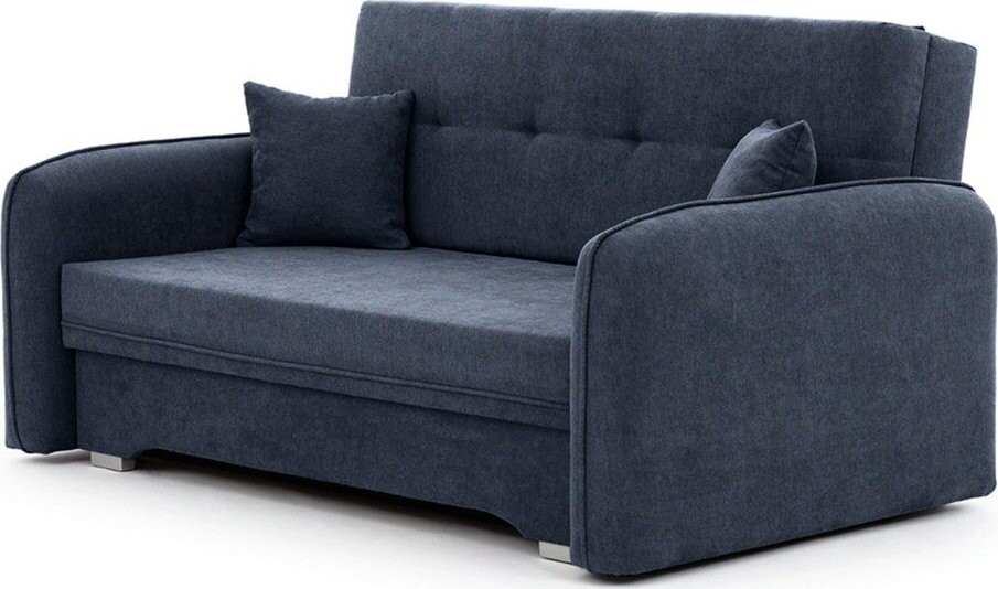 Tmavě modrá žinylková rozkládací/s úložným prostorem pohovka 155 cm Laine – ELTAP