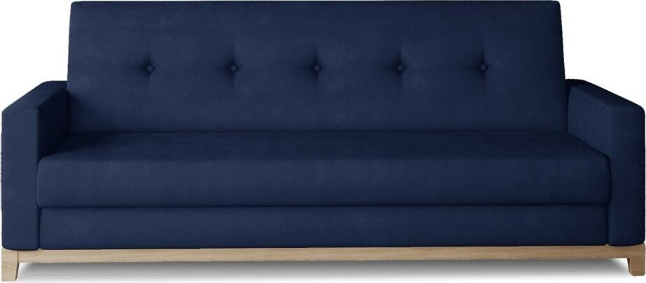 Tmavě modrá sametová rozkládací/s úložným prostorem pohovka 216 cm Selene – ELTAP