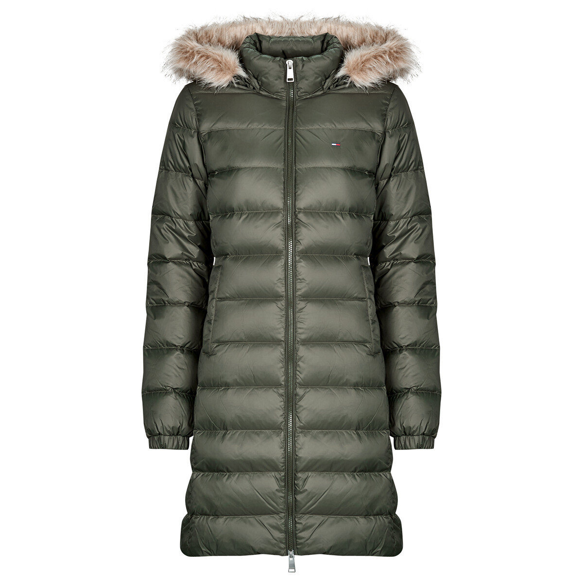 Tommy Jeans  TJW ESSENTIAL HOODED DOWN COAT  Zelená