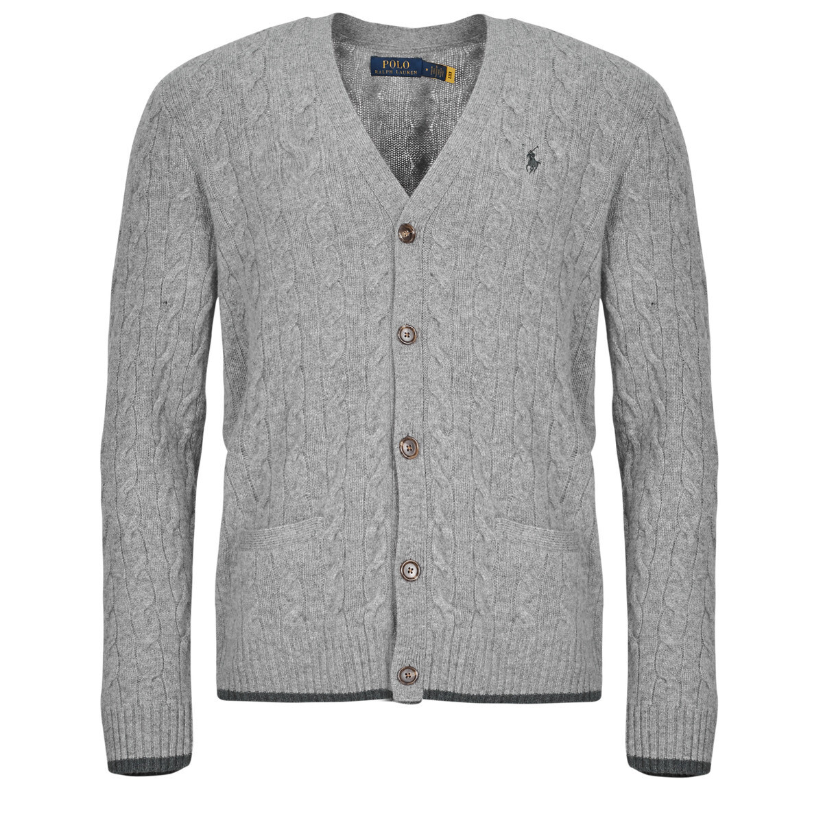 Polo Ralph Lauren  GILET EN MAILLE TORSADEE LAINE CACHEMIRE  Šedá