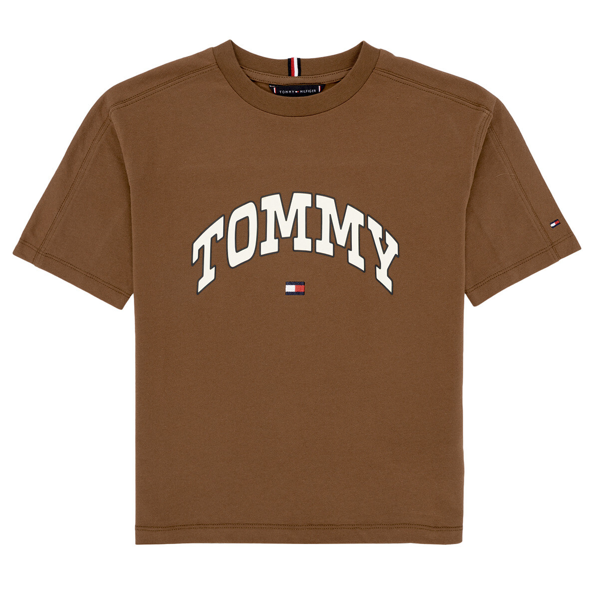 Tommy Hilfiger  VARSITY RAISED PRINT TEE SS  Hnědá