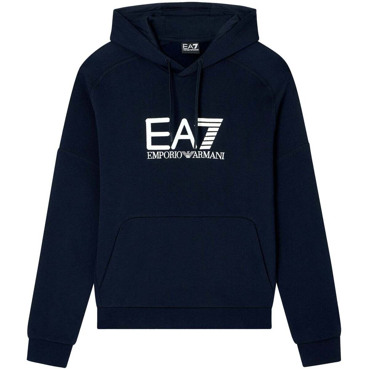 Ea7 Emporio Armani  Visibility Cotton Hoodie Navy/White  Modrá