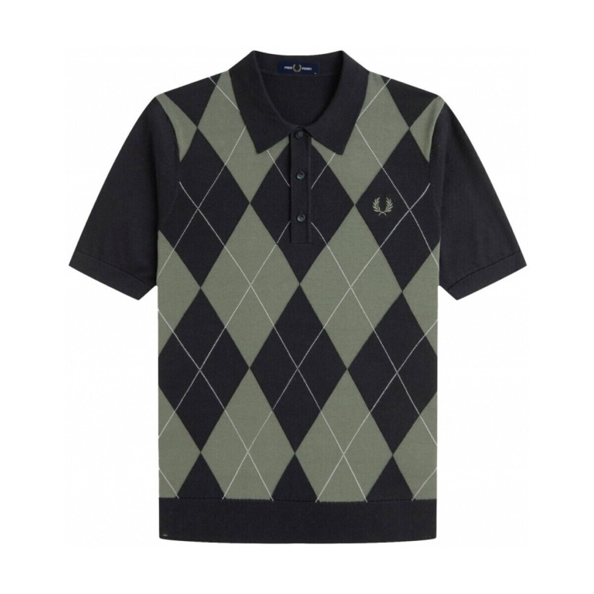 Fred Perry  ARGYLE KNITTED SHIRT  Zelená