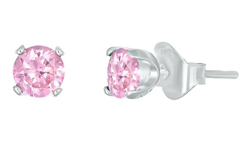 CRYSTalp Stříbrné pecky s růžovým krystalem Feel 42270.LRO.S