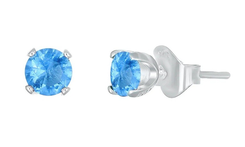 CRYSTalp Stříbrné pecky se světle modrým krystalem Feel 42270.AQU.S