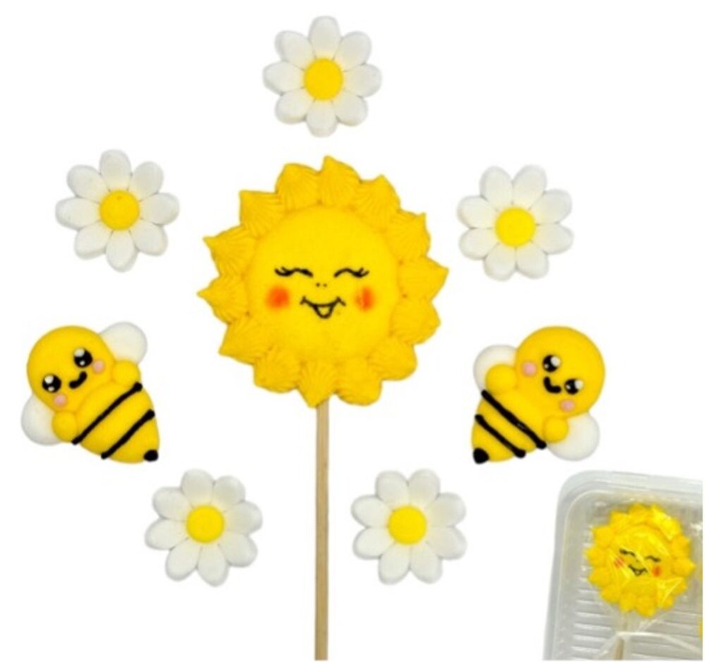 Cukrová dekorace na dort – Sluníčko a včelky - K-Decor