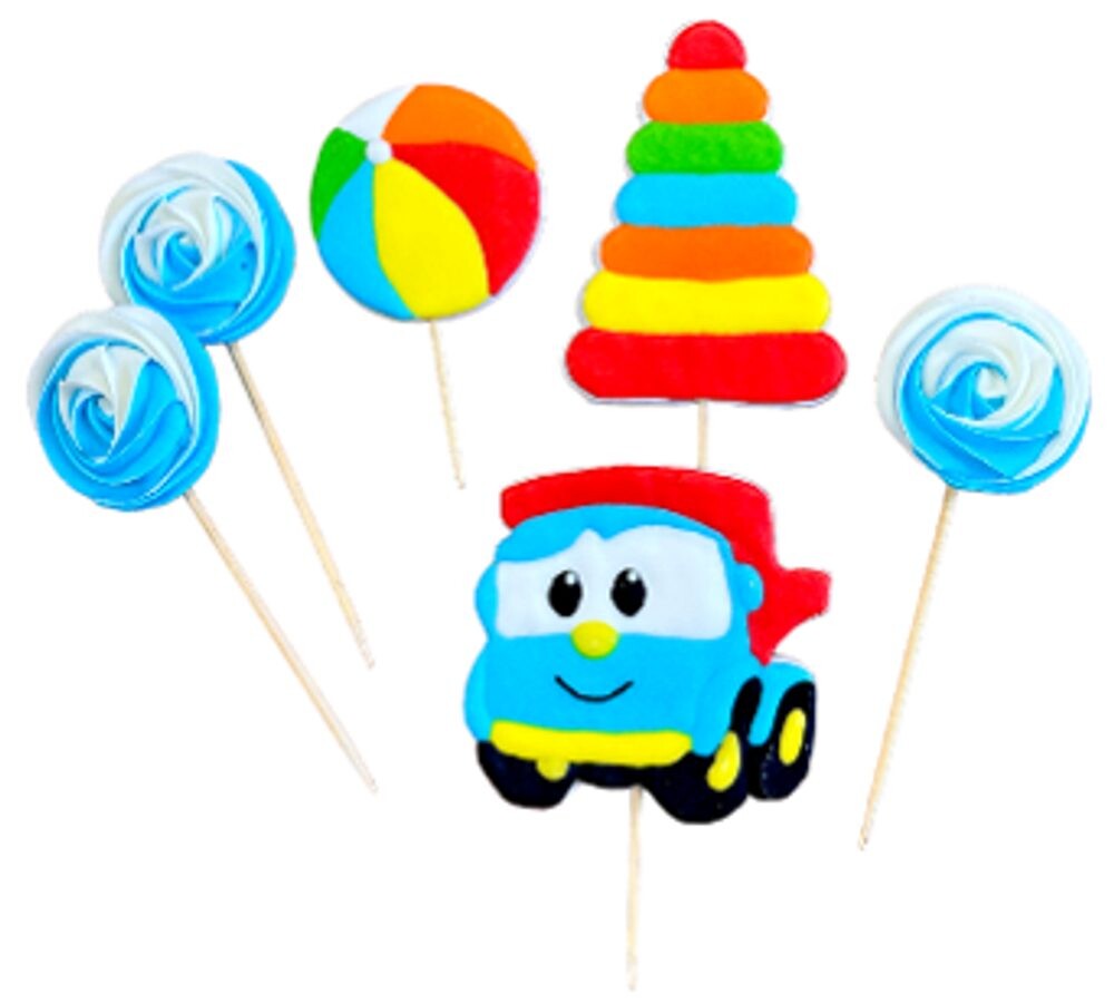 Autíčko s lízátky – cukrová dekorace na dort - K-Decor