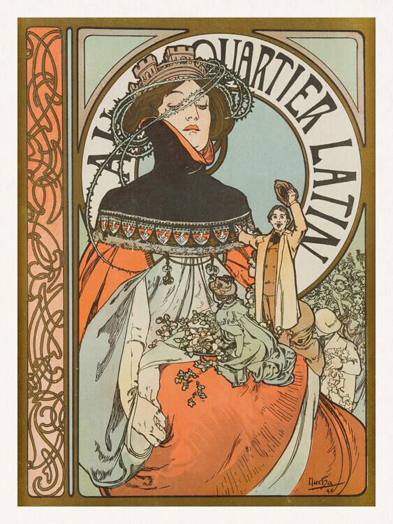 Alfons Mucha Obrazová reprodukce In the Latin Quarter (1897), Alfons Mucha, 30 × 40 cm